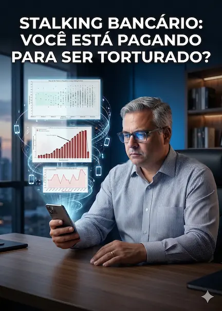Capa da Análise Pericial: Stalking Bancário. Análise da engenharia de coação algorítmica pelo Dr. Lincoln Sposito, PhD.