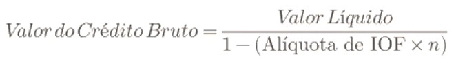 Fórmula matemática para cálculo do valor bruto do empréstimo com Gross Up
