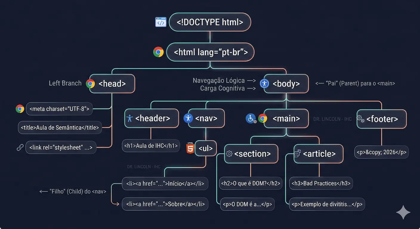 Diagrama Hierárquico da Árvore DOM para Aula de IHC